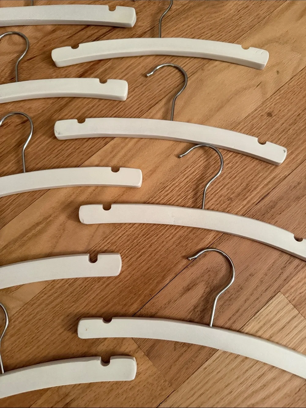 10 White Wood Kids Closet Hangers- set of 10 hangers!